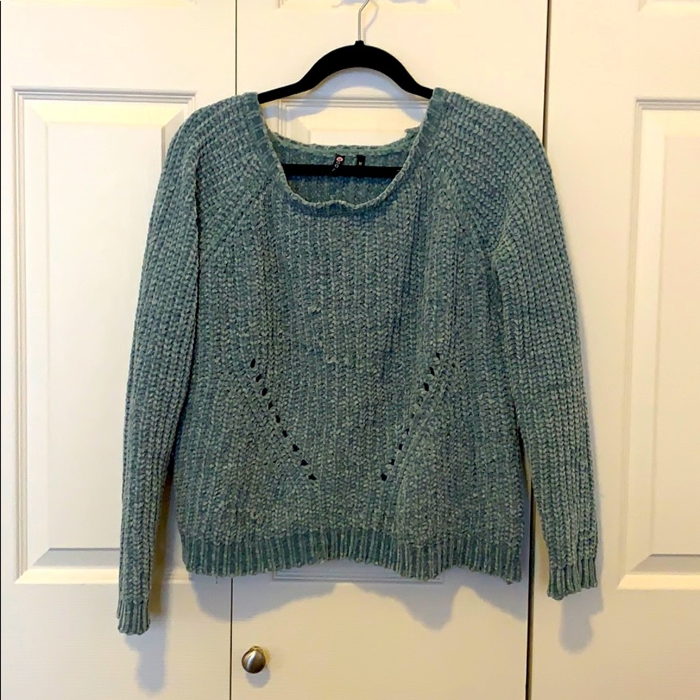 Poof! Chenille Pullover Sweater - Sea-foam green